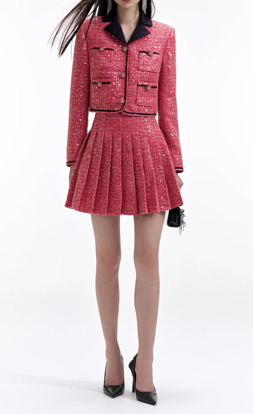 RED BOUCLE JACKET Avalabel