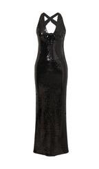 ROSE SEQUIN MAXI DRESS IN BLACK Avalabel