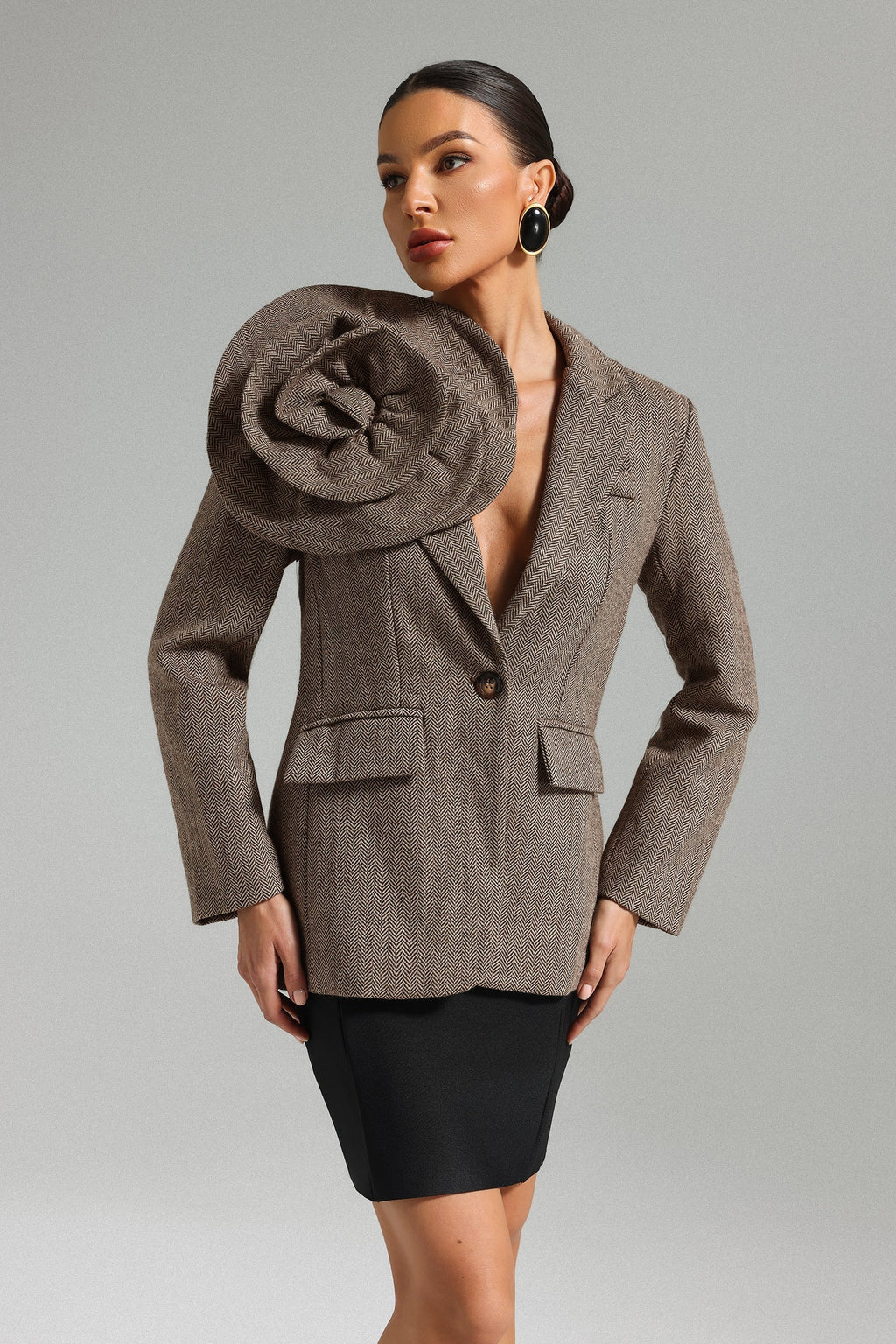 Sada Flower Blazer - Brown Avalabel