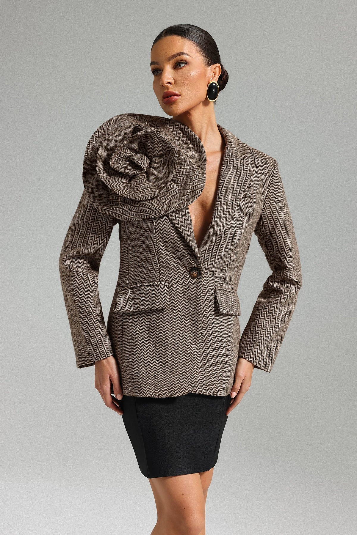 Sada Flower Blazer - Brown Avalabel