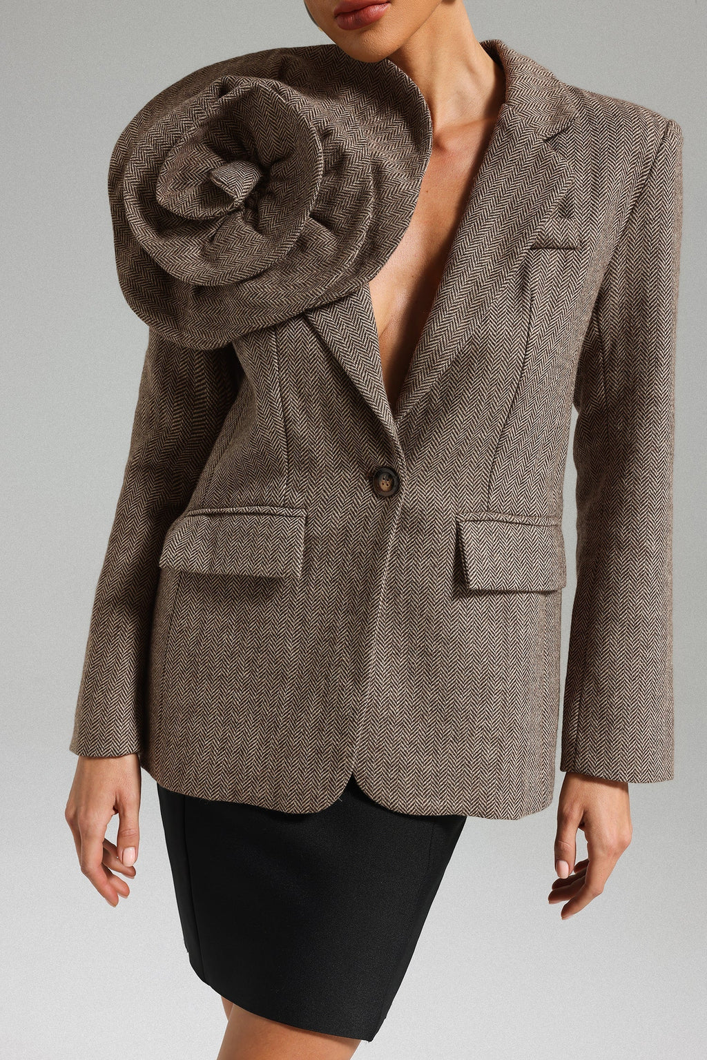 Sada Flower Blazer - Brown Avalabel