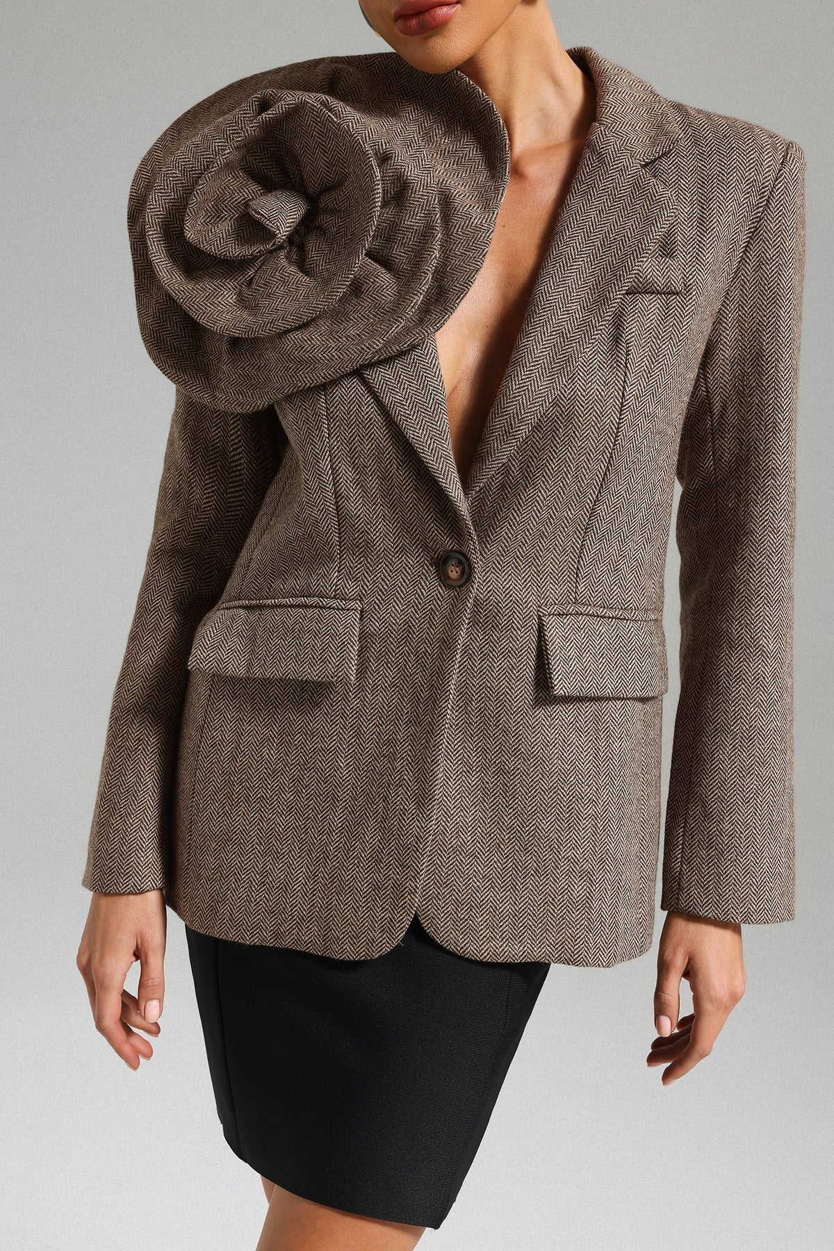 Sada Flower Blazer - Brown Avalabel