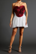 Neela 3d Flower Strapless Waist Mini Dress Avalabel