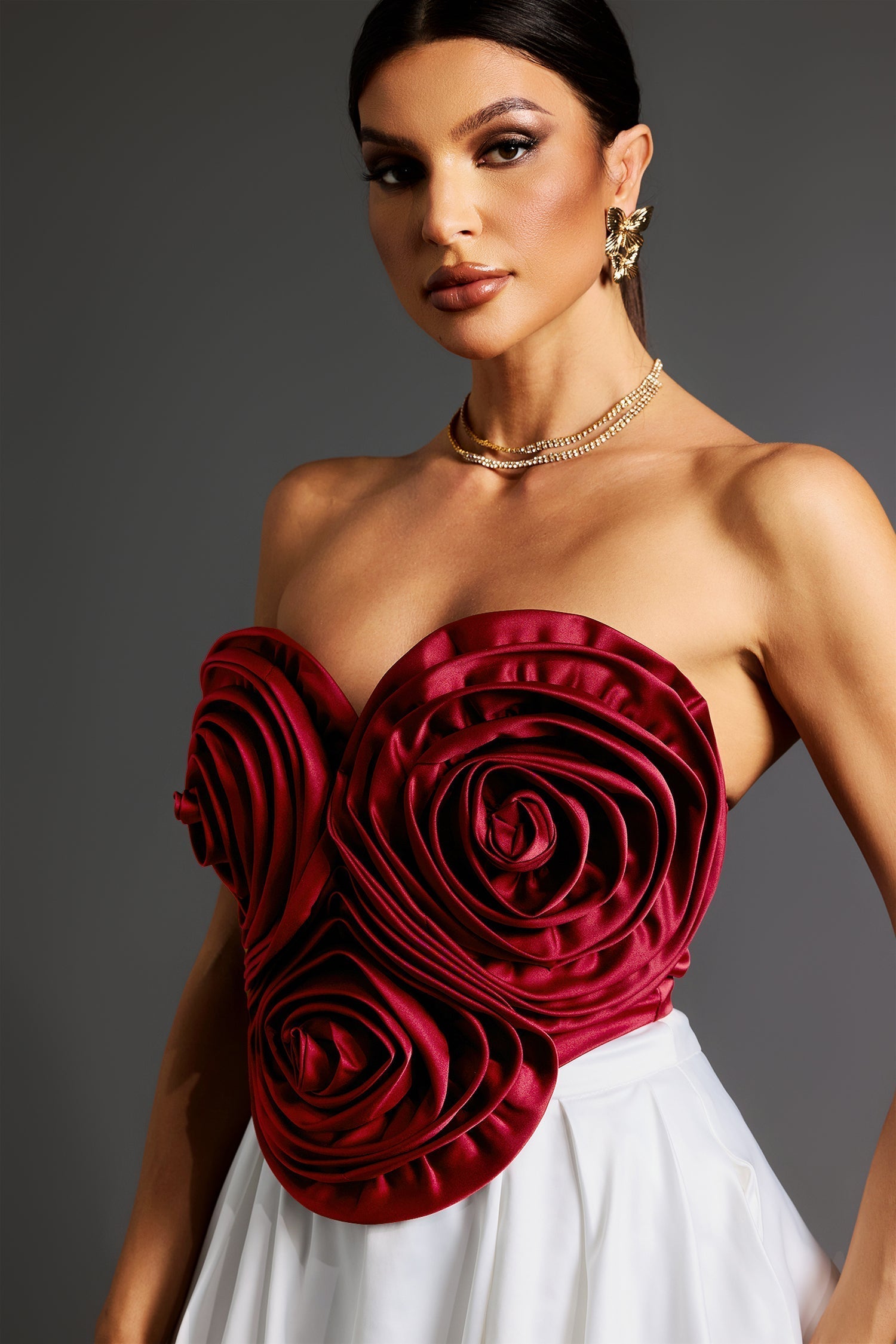 Neela 3d Flower Strapless Waist Mini Dress Avalabel