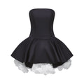 Lucie black petal-layered strapless corset mini dress Avalabel