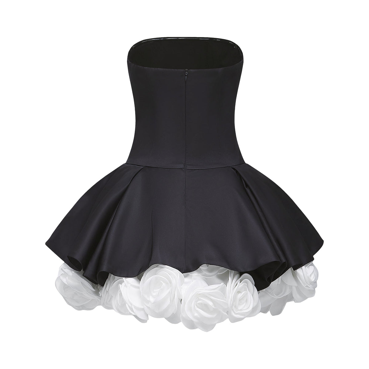 Lucie black petal-layered strapless corset mini dress Avalabel