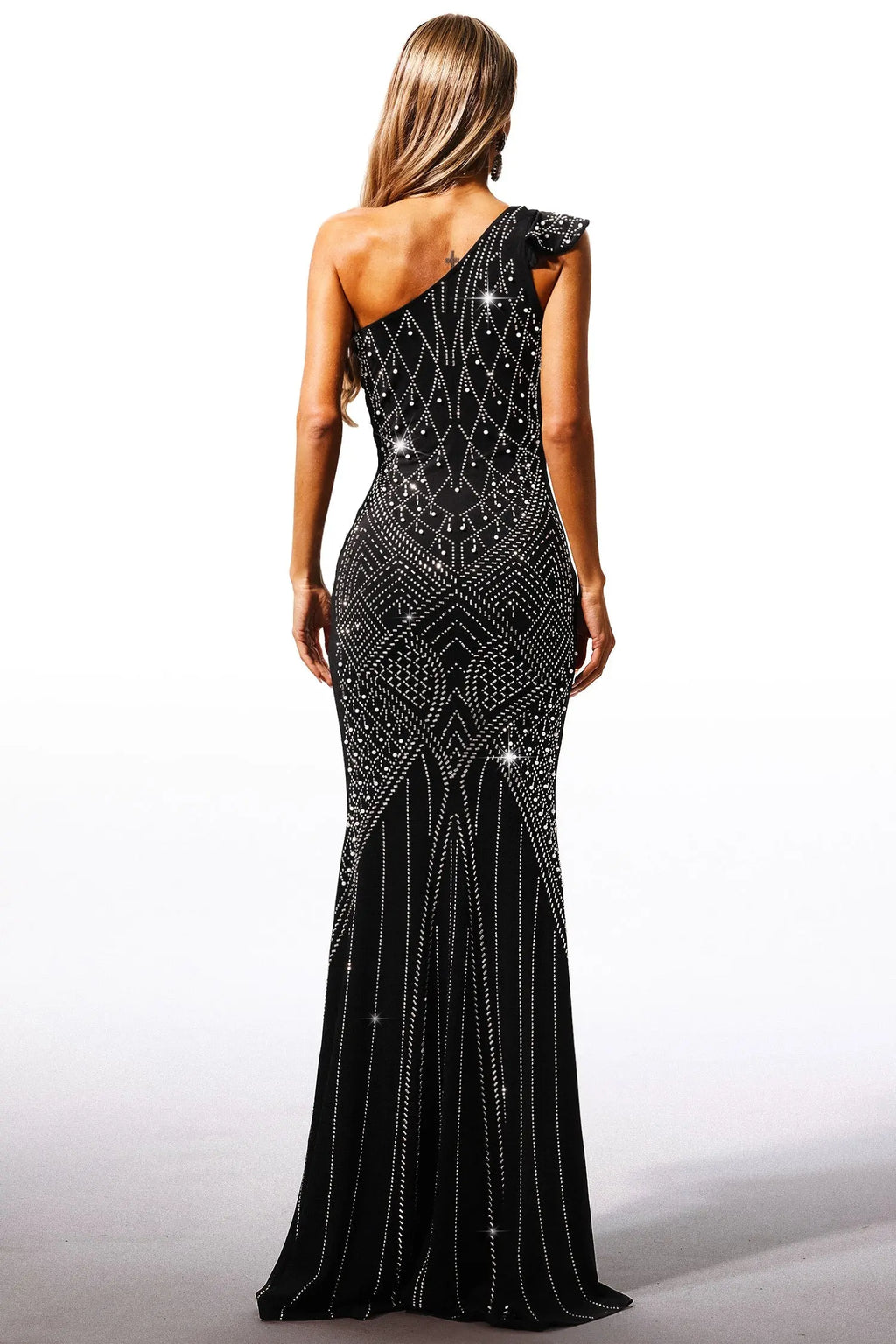 Ferina Skew Collar Diamond Maxi Dress Avalabel