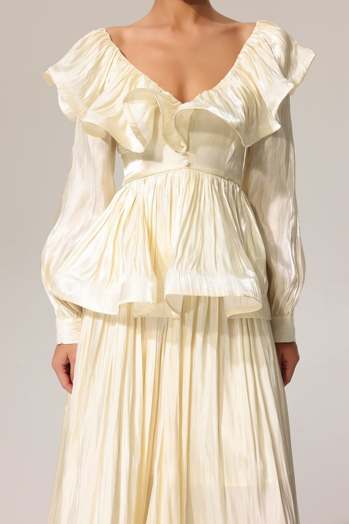 Jennifer Folds V-Neck Long Sleeves Top And Skirt Two-Piece Set Avalabel