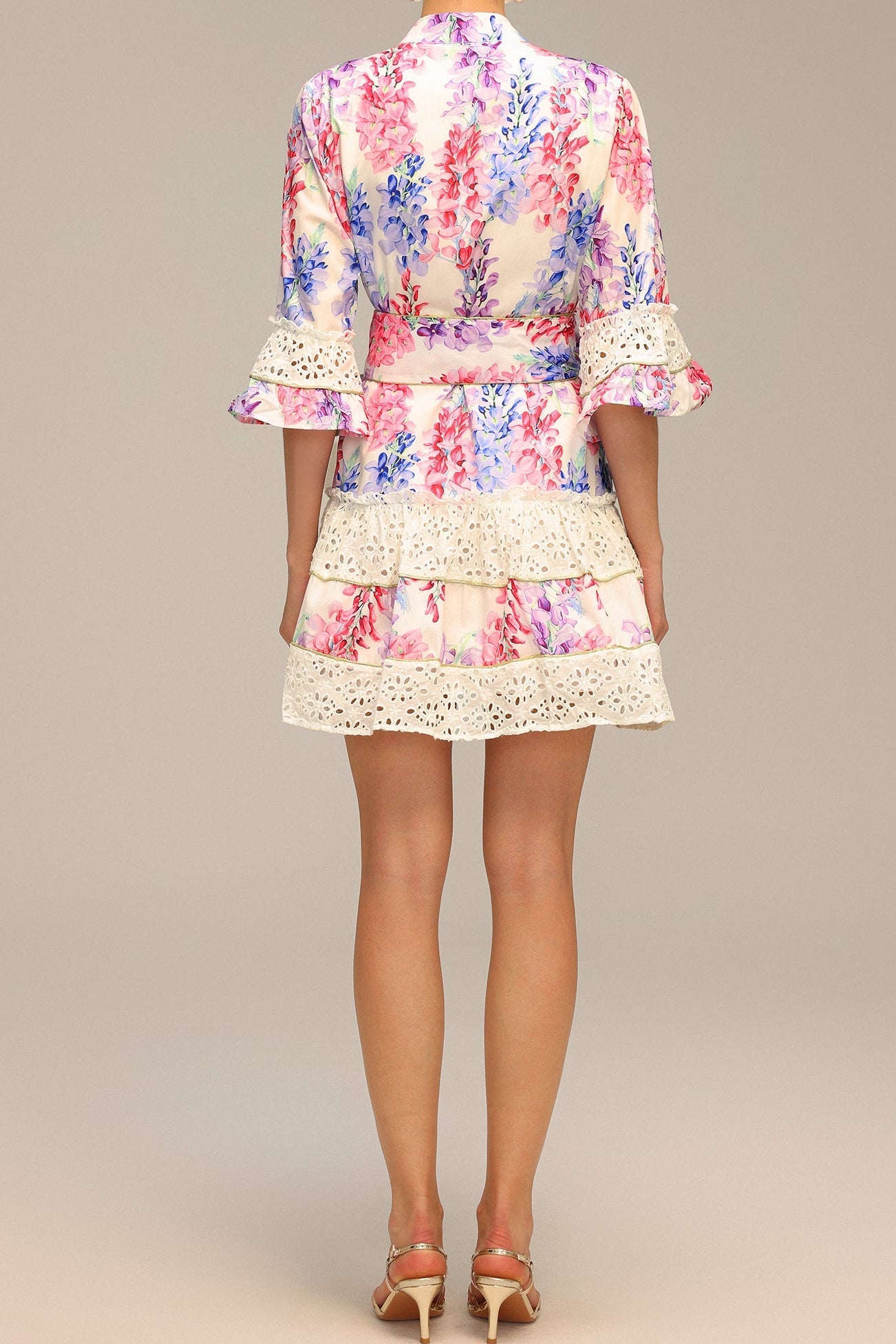 Zohara Lace Floral Printed Mini Dress