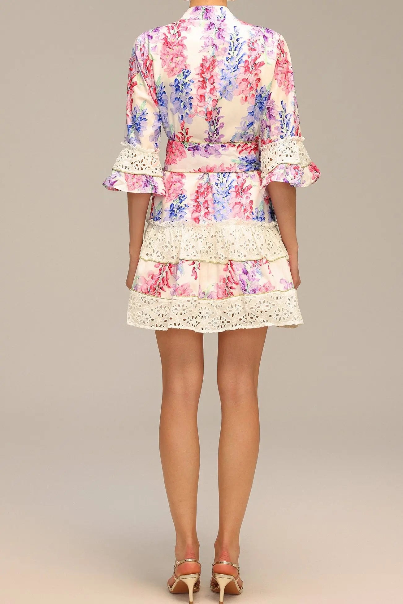 Zohara Lace Floral Printed Mini Dress Avalabel