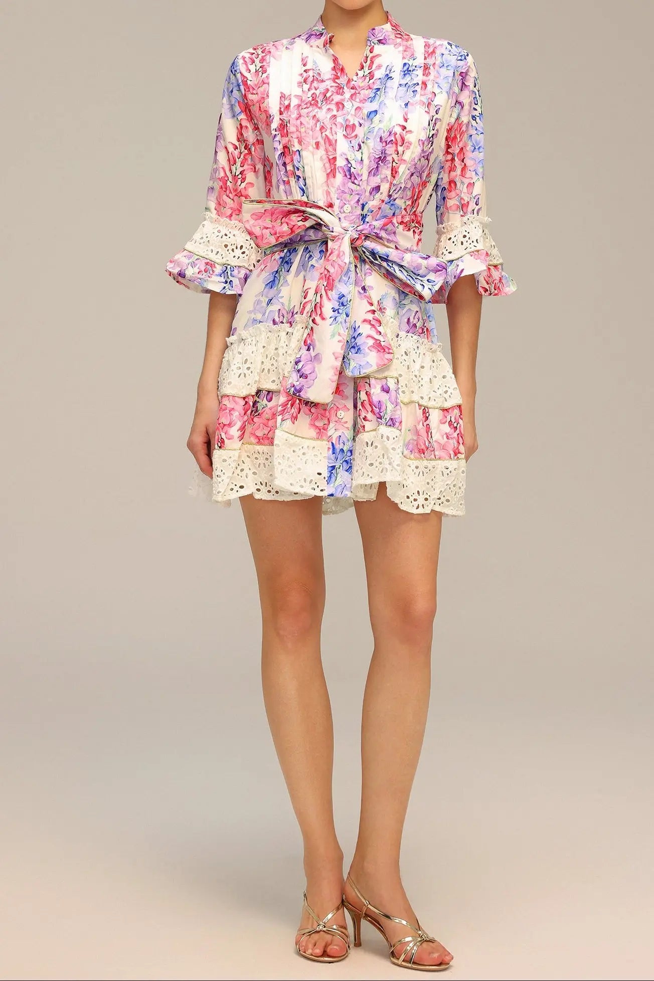 Zohara Lace Floral Printed Mini Dress Avalabel