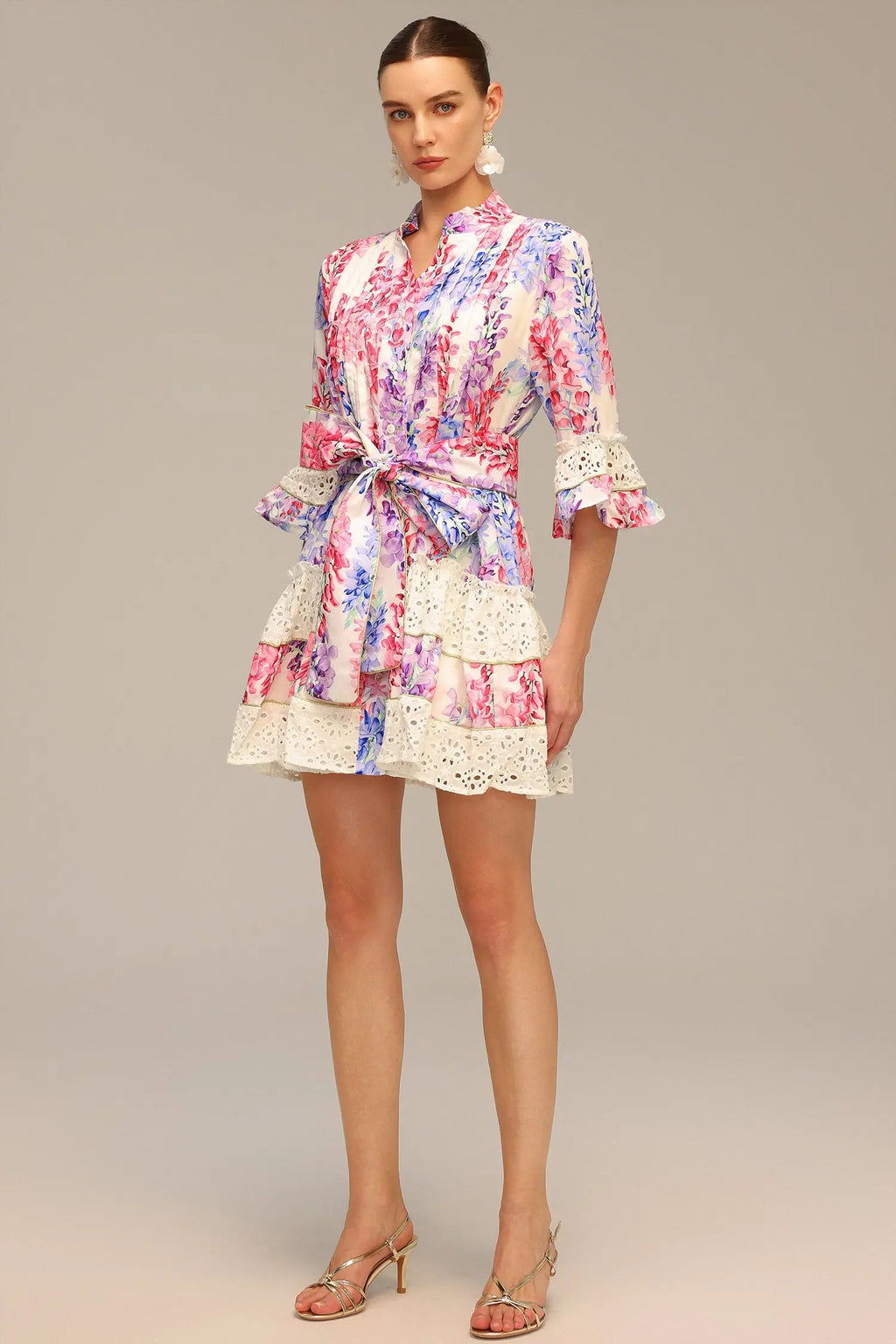 Zohara Lace Floral Printed Mini Dress Avalabel