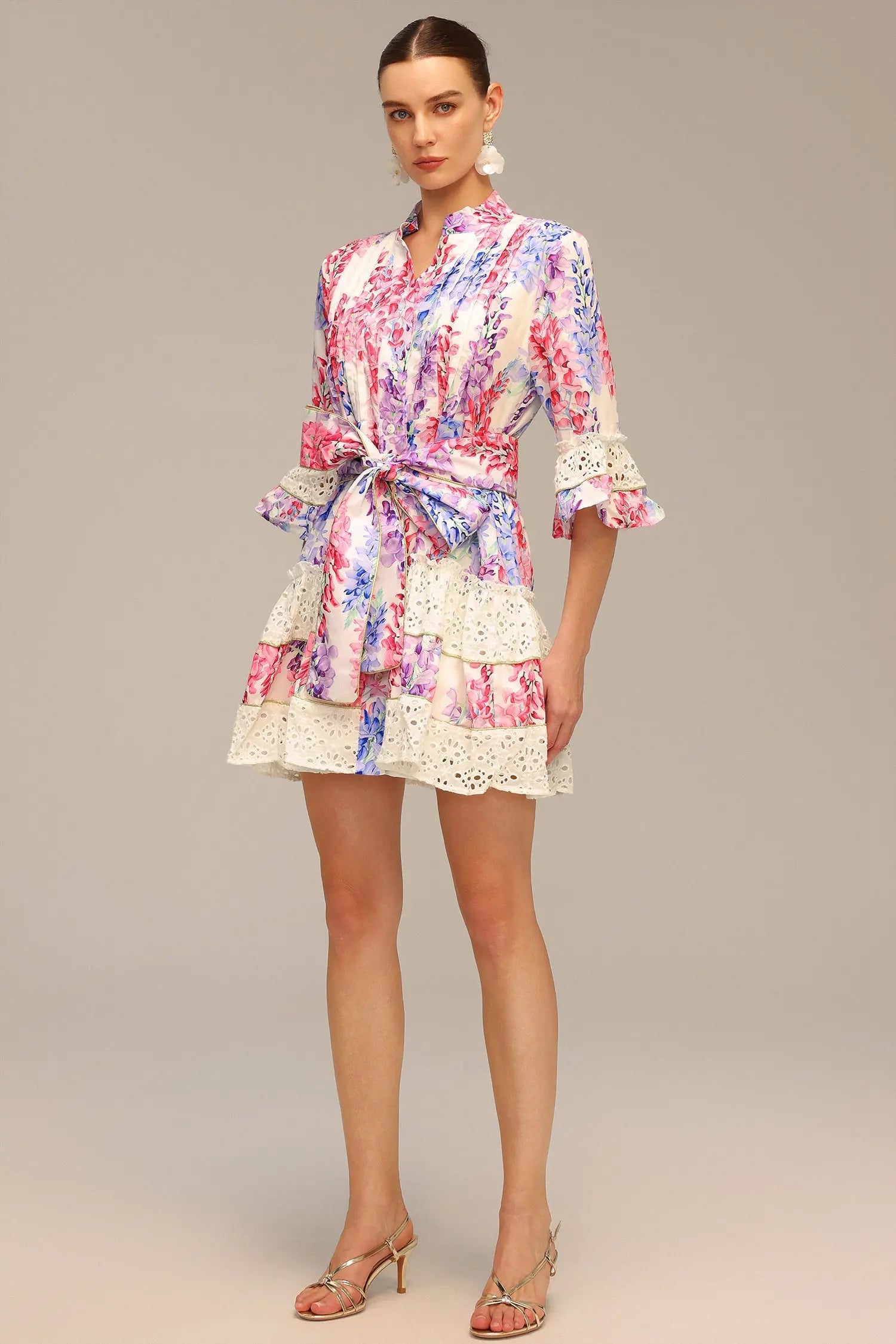 Zohara Lace Floral Printed Mini Dress Avalabel