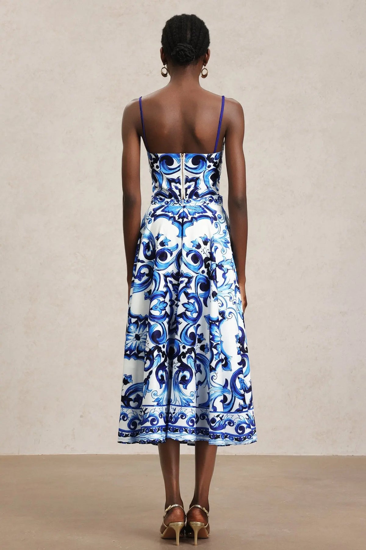 Kaona Halter Floral Printed Top And Skirt Two-Piece Set Avalabel
