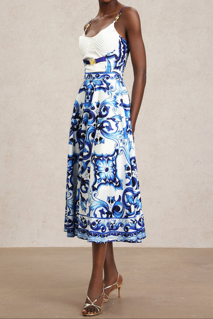 Kaona Halter Floral Printed Top And Skirt Two-Piece Set