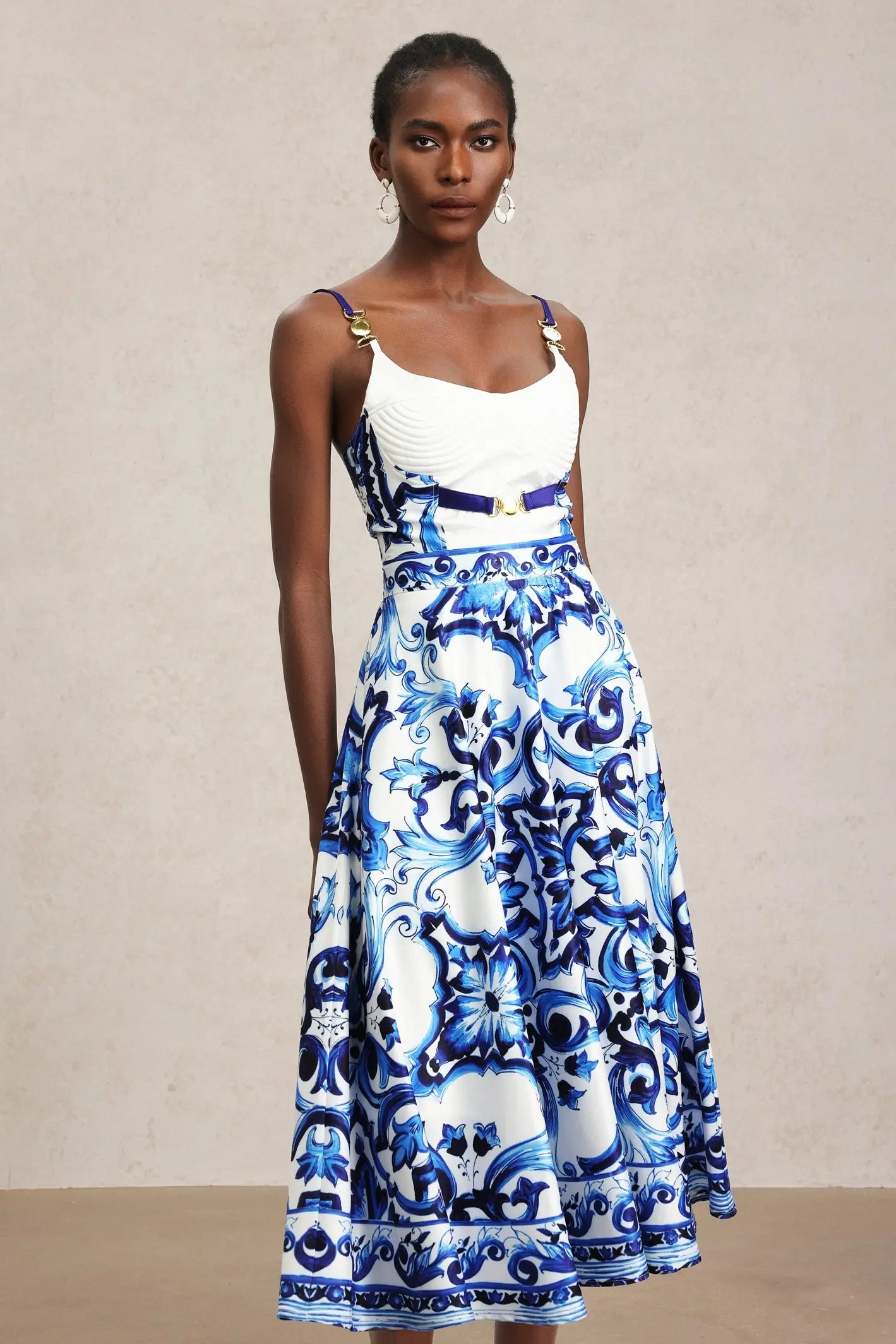Kaona Halter Floral Printed Top And Skirt Two-Piece Set Avalabel