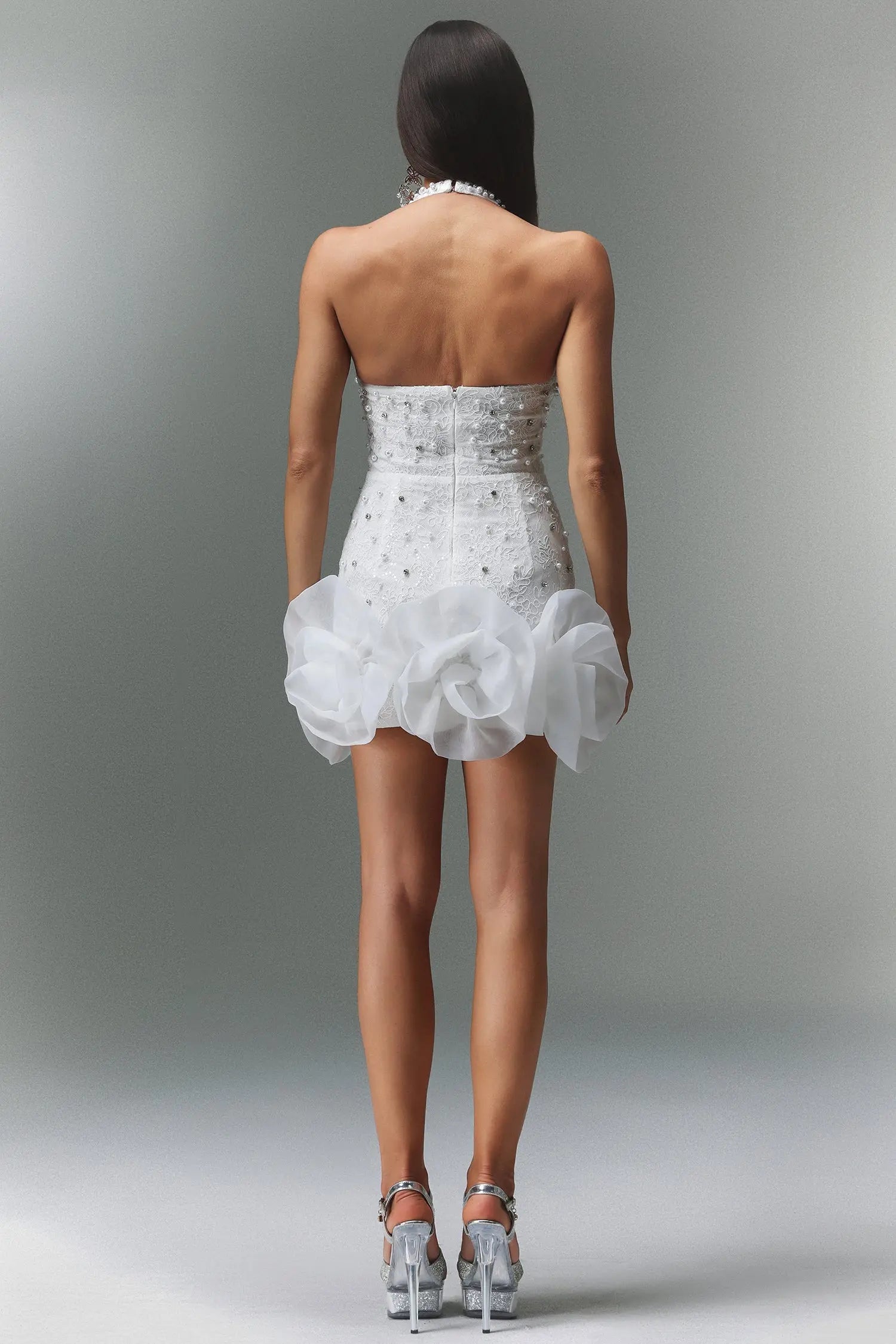 Tove Sleeveless V-neck Diamond Flowers Mini Dress Avalabel