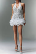 Tove Sleeveless V-neck Diamond Flowers Mini Dress Avalabel
