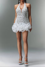 Tove Sleeveless V-neck Diamond Flowers Mini Dress Avalabel
