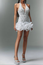 Tove Sleeveless V-neck Diamond Flowers Mini Dress Avalabel