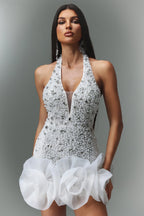 Tove Sleeveless V-neck Diamond Flowers Mini Dress Avalabel