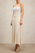 kimberley beige off-shoulder Sleeveless sequin jersey Maxi Dress Avalabel
