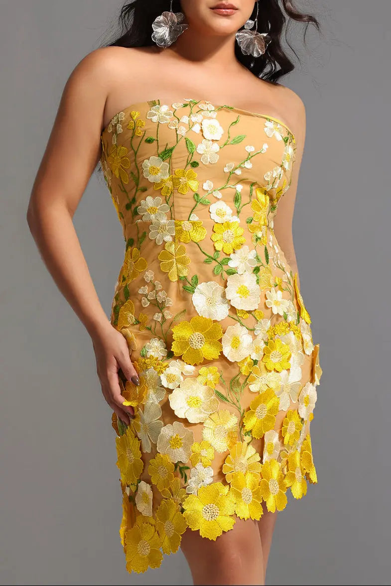 Kimmi Sleeveless Flowers Mini Dress Avalabel