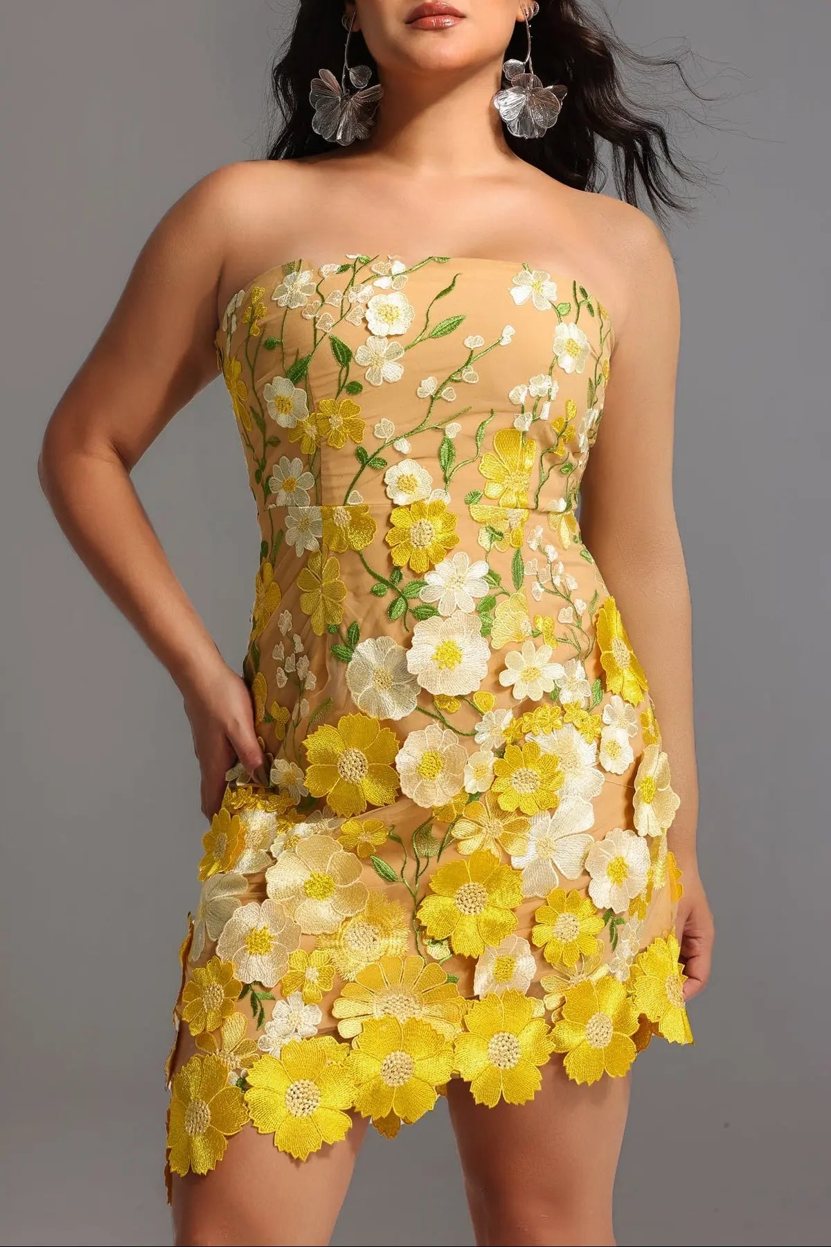 Kimmi Sleeveless Flowers Mini Dress Avalabel