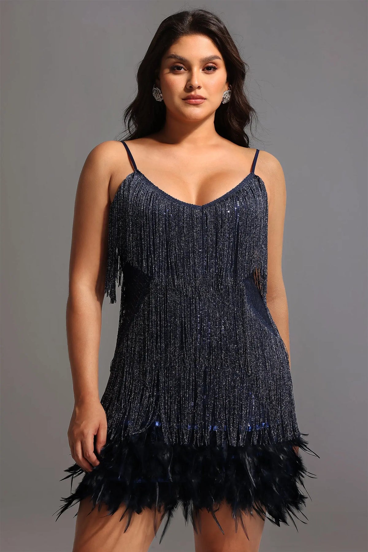 Kamo Sequin Fringes Mini Dress Avalabel