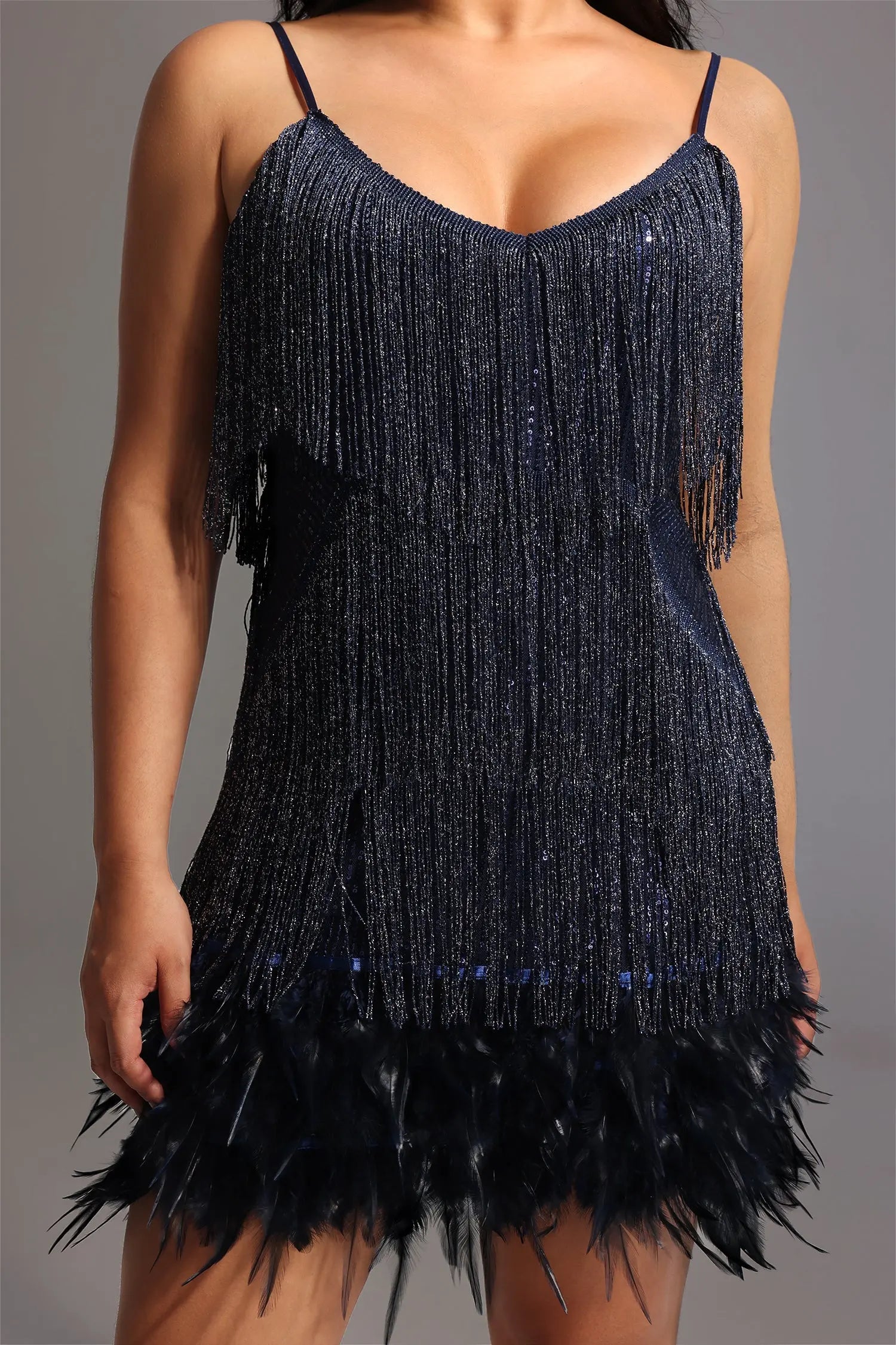Kamo Sequin Fringes Mini Dress Avalabel