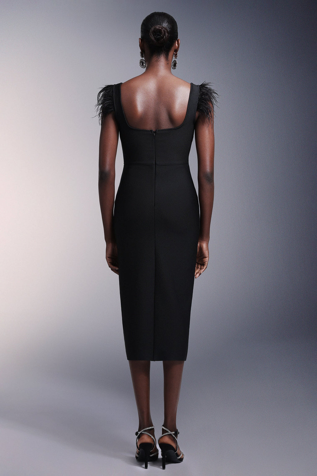 Josephine Bows High Slit Diamond Bandage Midi Dress Avalabel