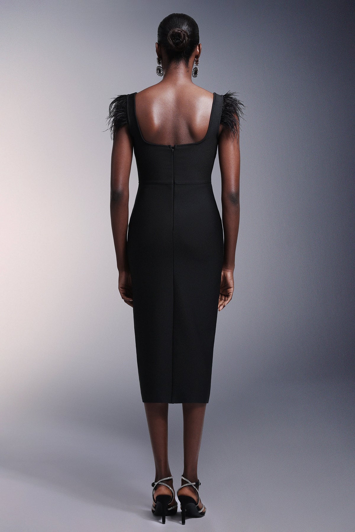 Josephine Bows High Slit Diamond Bandage Midi Dress Avalabel