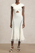 Rcia Sleeveless Lace Hollow Out Bandage Midi Dress Avalabel
