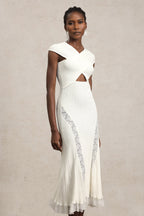 Rcia Sleeveless Lace Hollow Out Bandage Midi Dress Avalabel