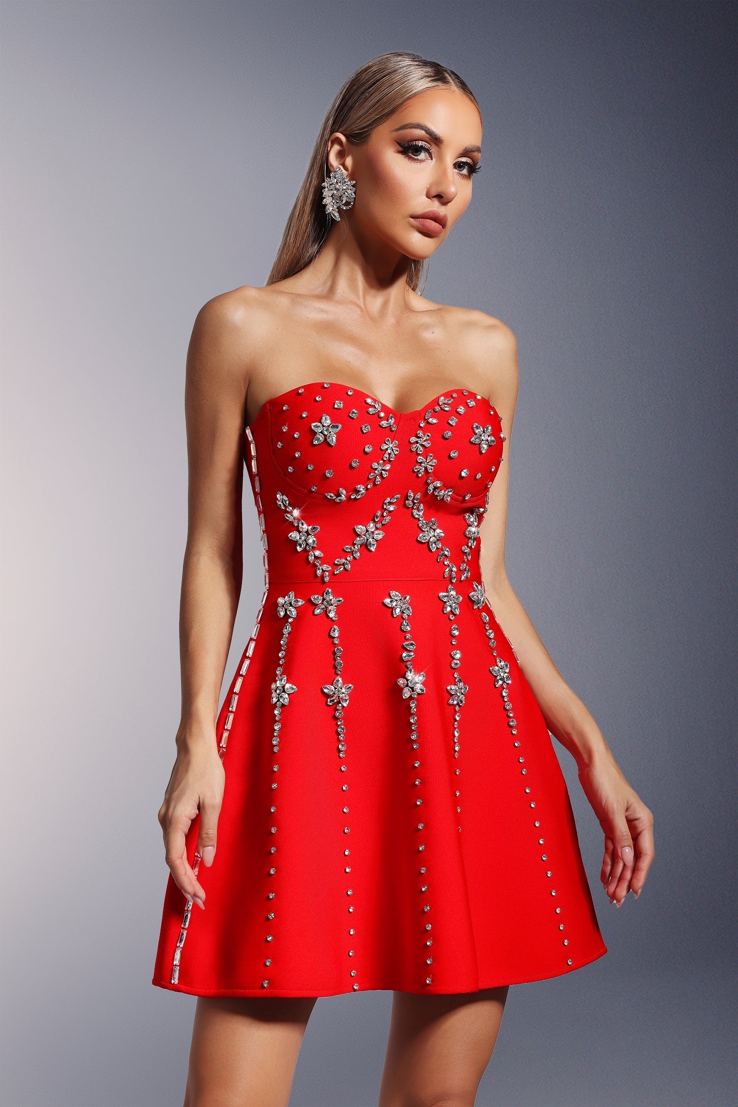 julie Strapless Diamond Bandage Mini Dress Avalabel