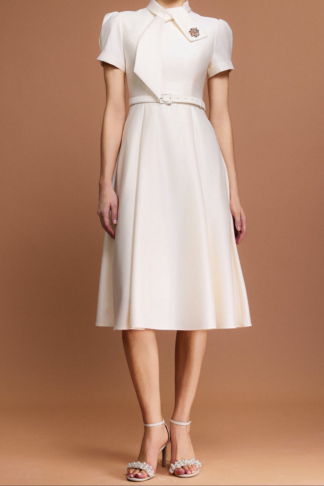 Josephine Short Sleeves Diamond Midi Dress