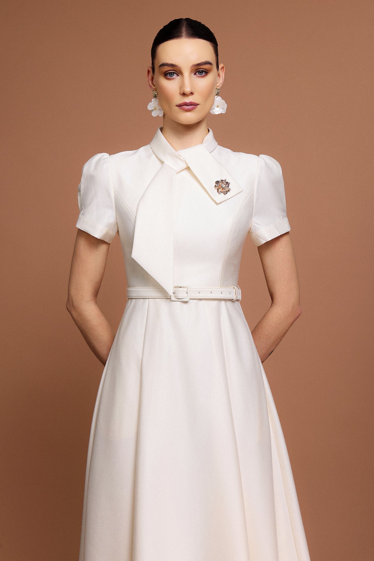 Josephine Short Sleeves Diamond Midi Dress Avalabel