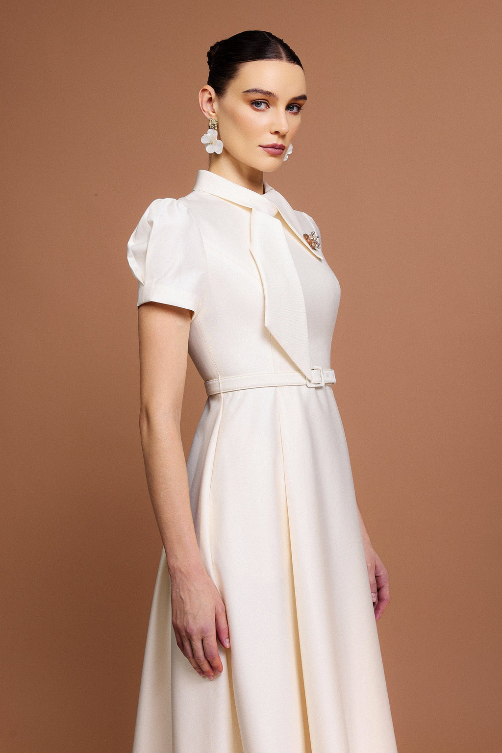 Josephine Short Sleeves Diamond Midi Dress Avalabel
