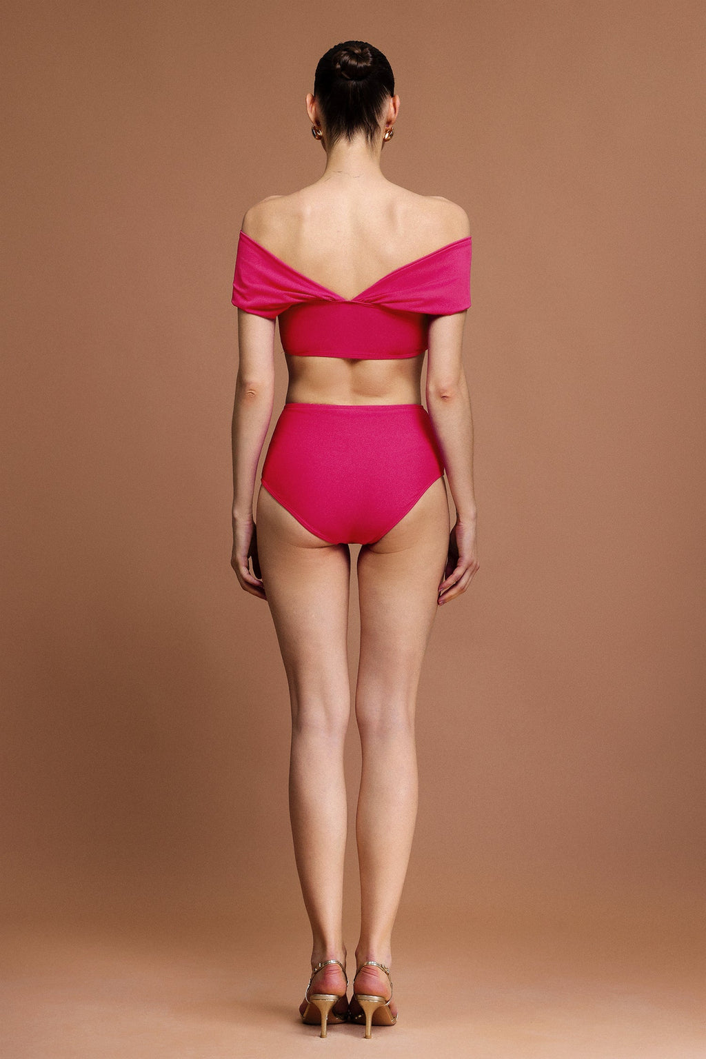 Off-Shoulder Folds Mini Swimwear Two-Piece Set Avalabel