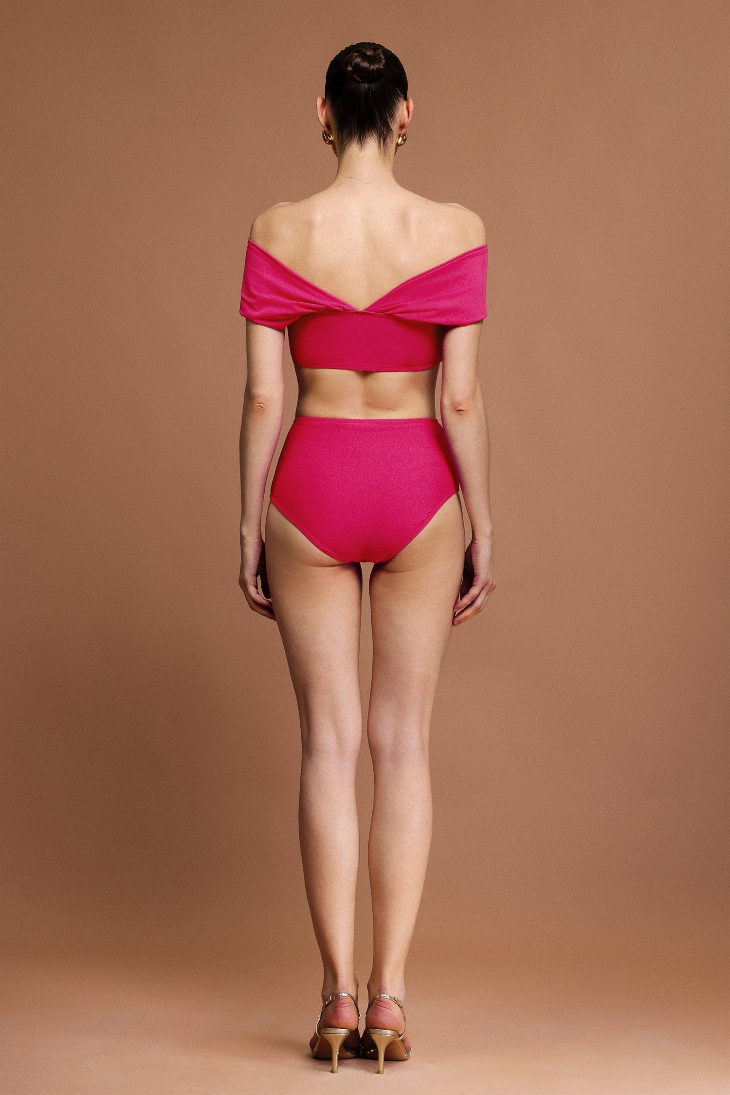 Off-Shoulder Folds Mini Swimwear Two-Piece Set Avalabel