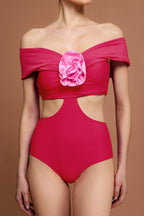 Off-Shoulder Folds Mini Swimwear Two-Piece Set Avalabel