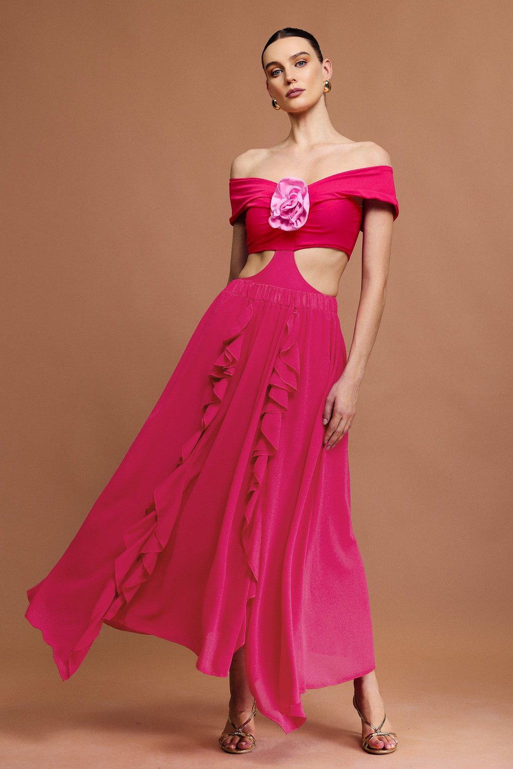 Off-Shoulder Folds Mini Swimwear Two-Piece Set Avalabel