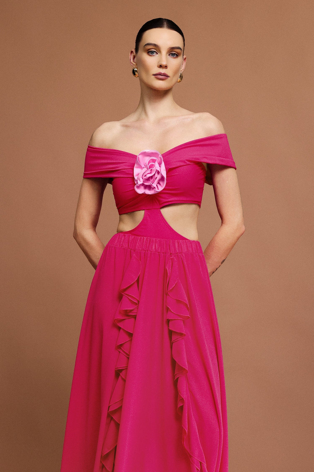 Off-Shoulder Folds Mini Swimwear Two-Piece Set Avalabel