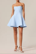 natividad off-shoulder Sleeveless Mini Dress in blue Avalabel