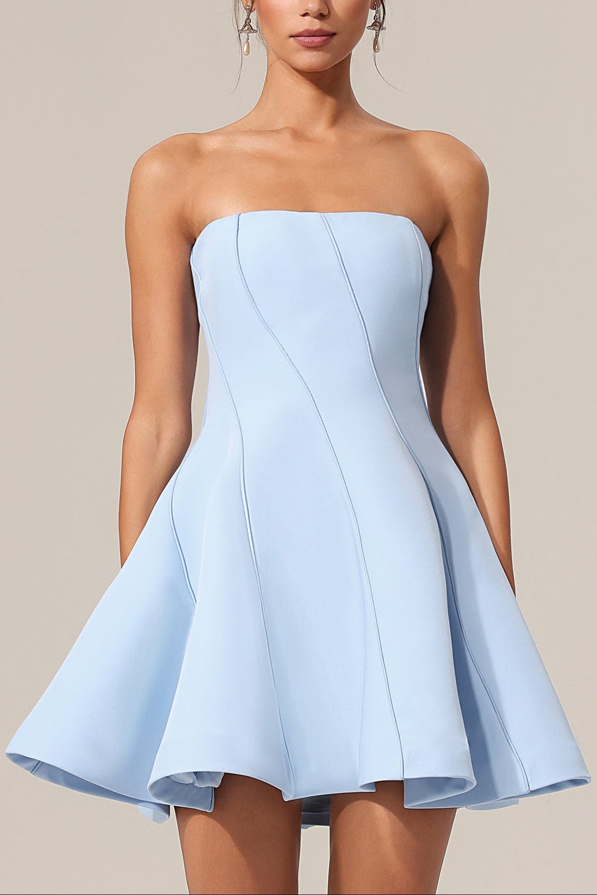 natividad off-shoulder Sleeveless Mini Dress in blue Avalabel