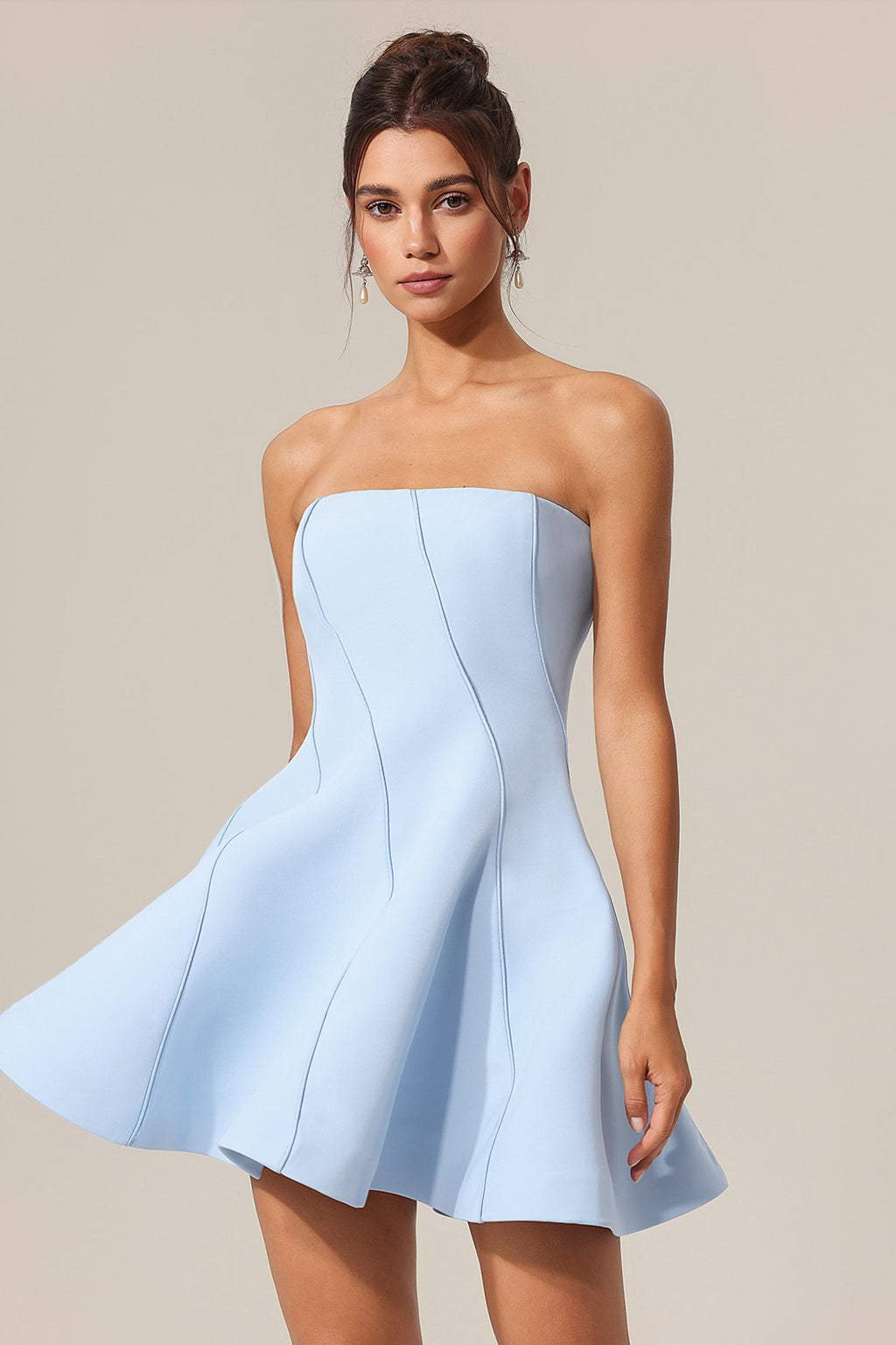 natividad off-shoulder Sleeveless Mini Dress in blue Avalabel