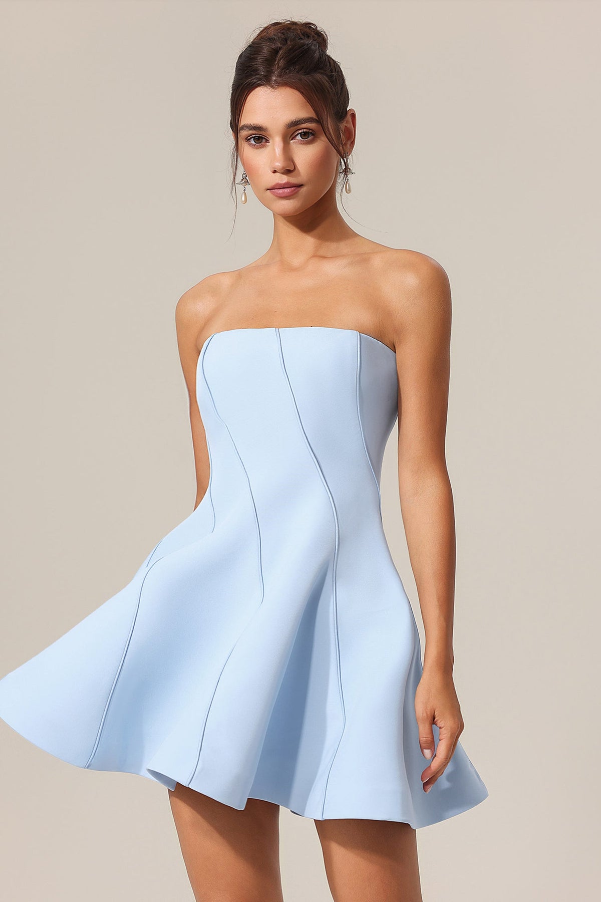 natividad off-shoulder Sleeveless Mini Dress in blue Avalabel