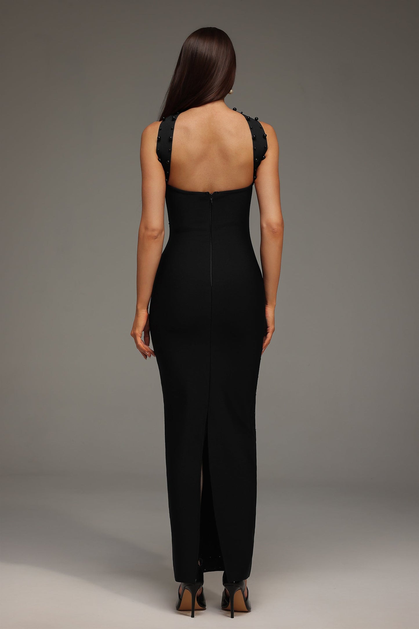 Nesya Sleeveless Pearl Bandage Maxi Dress
