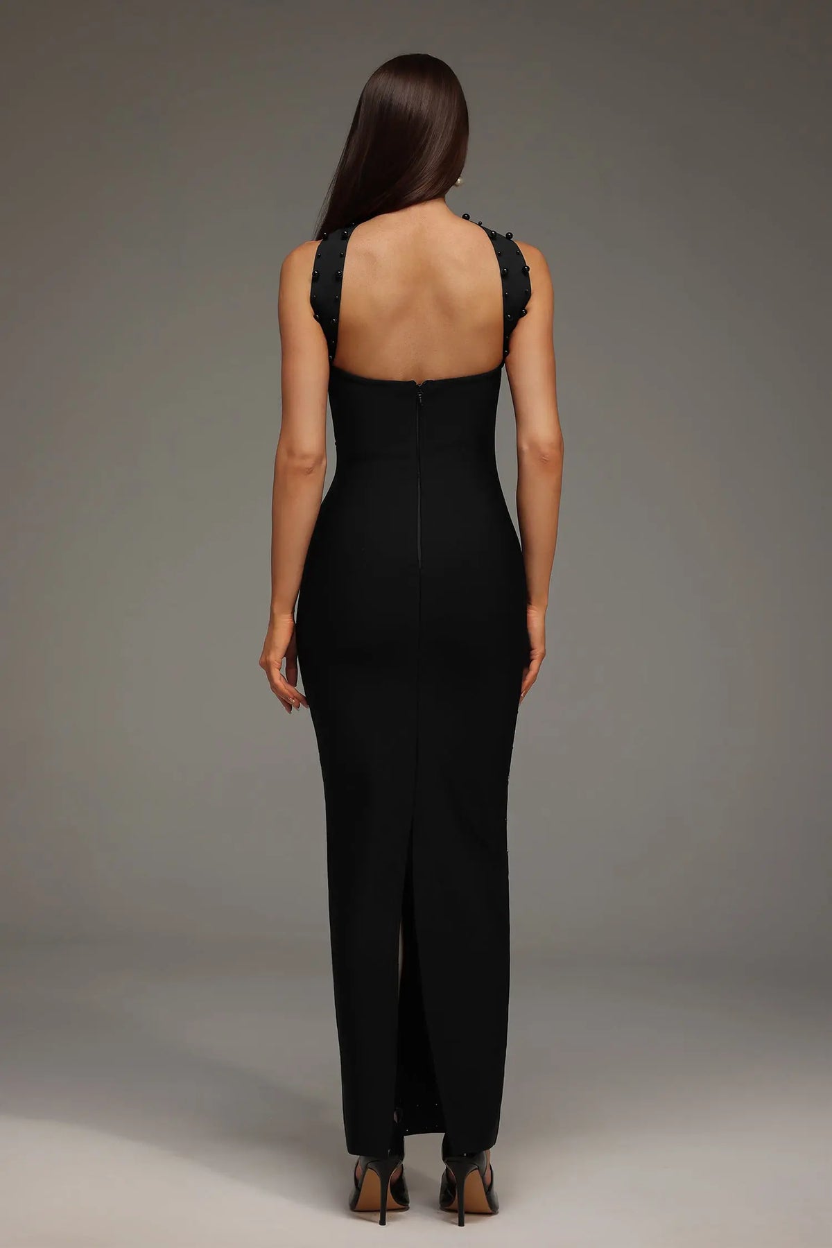 Nesya Sleeveless Pearl Bandage Maxi Dress Avalabel