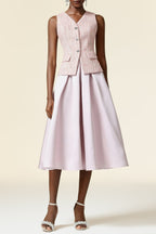 Ella pink V-Neck Sleeveless Top & Skirt Two-Piece Set Avalabel